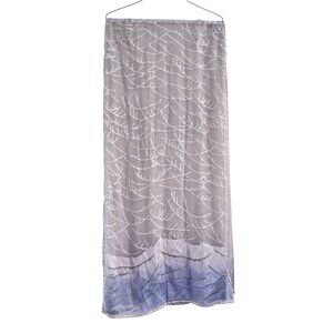 Unbranded Women's Silk Velvet Pattern Sheer White & Blue Shawl/Scarf Long 76x19